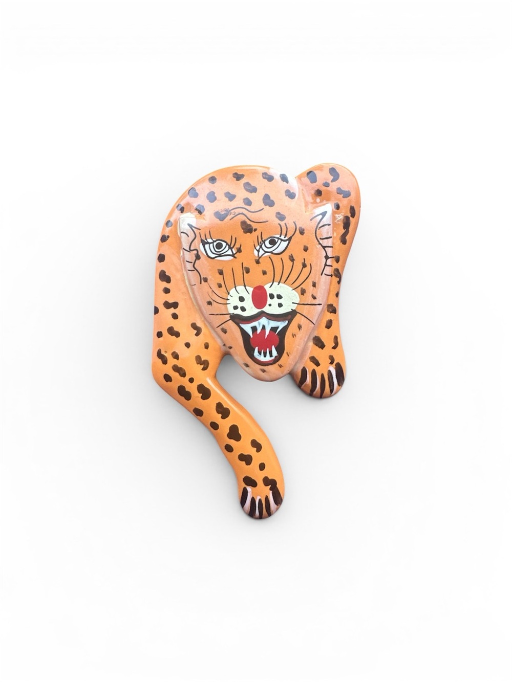 Painted crawling Leopard Brooch